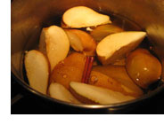 Bowl of delicious poached pears
