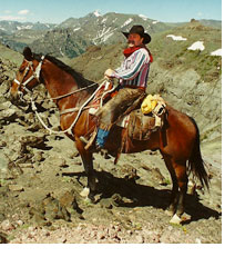 Brian Lebel on his horse at Mt. Baldy