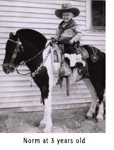 Photo of Norm Moldenhauer on horse at 3 years old